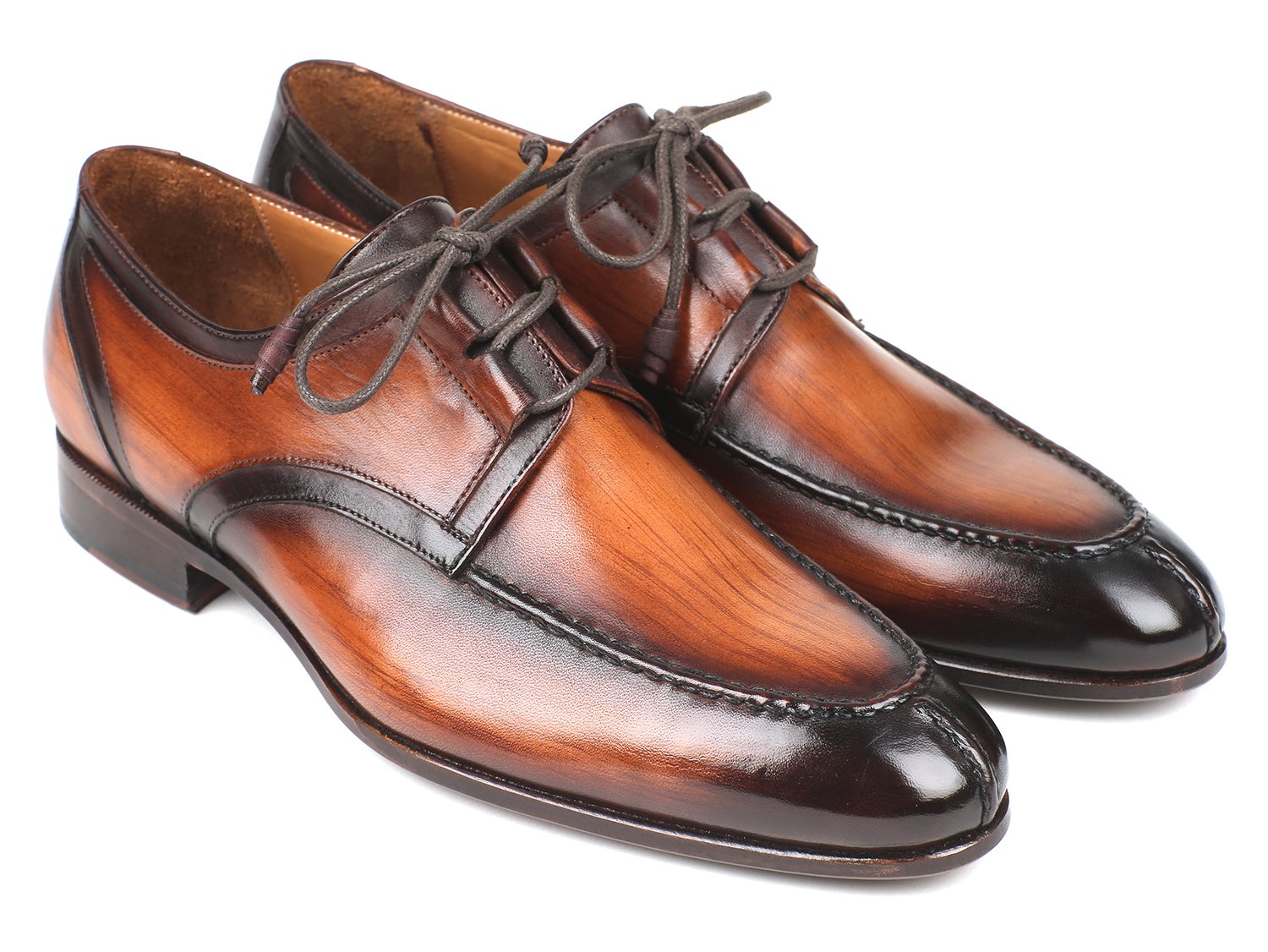 Paul Parkman ''GU567BRW'' Burnished Brown Genuine Calfskin Leather Ghillie Lacing Dress Shoes.